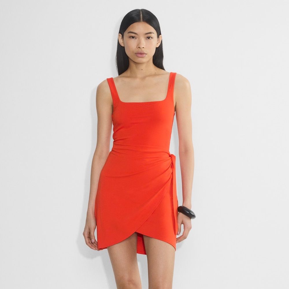 Aritzia Wilfred Bright Orange Saturn Tank Top Tie Mini Dress